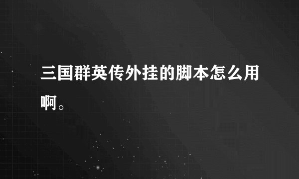 三国群英传外挂的脚本怎么用啊。