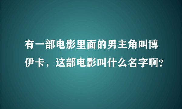 有一部电影里面的男主角叫博伊卡，这部电影叫什么名字啊？