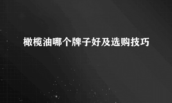 橄榄油哪个牌子好及选购技巧