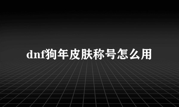 dnf狗年皮肤称号怎么用