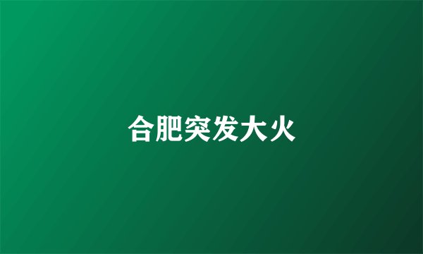 合肥突发大火