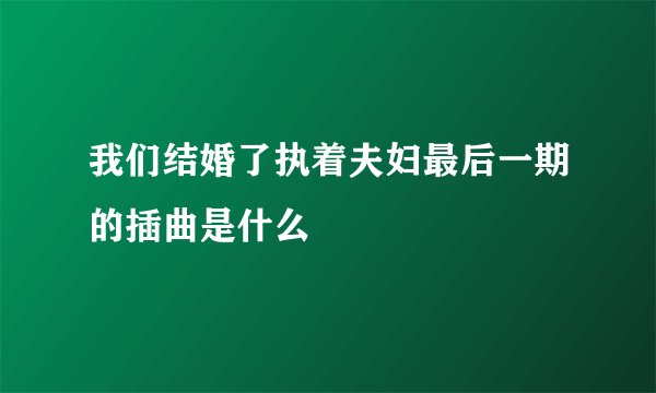 我们结婚了执着夫妇最后一期的插曲是什么