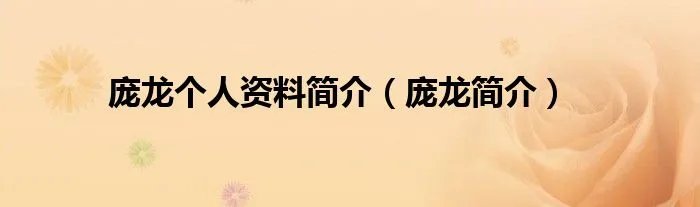 庞龙个人资料简介（庞龙简介）