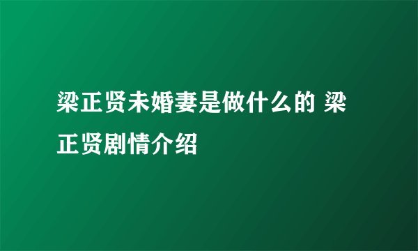 梁正贤未婚妻是做什么的 梁正贤剧情介绍