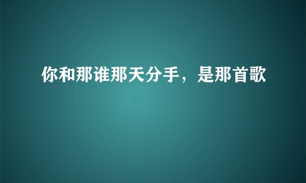 你和那谁那天分手，是那首歌