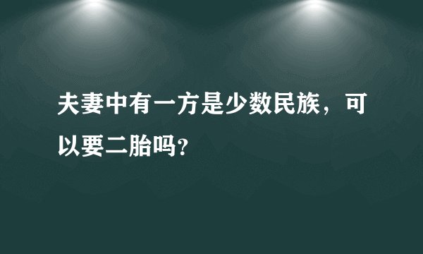 夫妻中有一方是少数民族，可以要二胎吗？