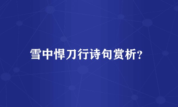 雪中悍刀行诗句赏析？