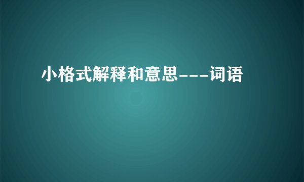 小格式解释和意思---词语