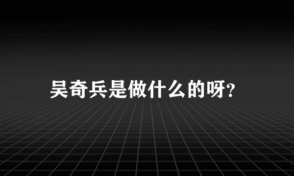 吴奇兵是做什么的呀？