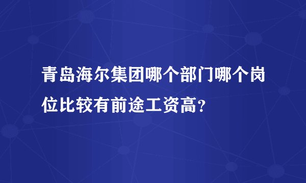 青岛海尔集团哪个部门哪个岗位比较有前途工资高？