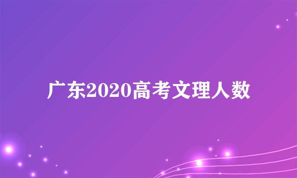 广东2020高考文理人数