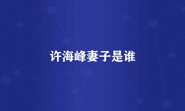 许海峰妻子是谁