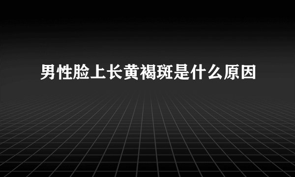 男性脸上长黄褐斑是什么原因