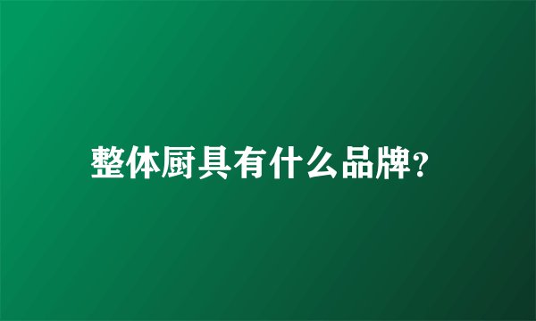 整体厨具有什么品牌?