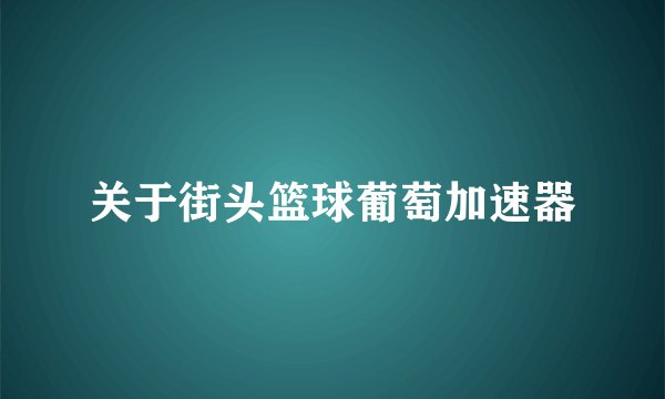 关于街头篮球葡萄加速器