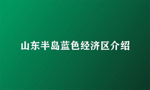 山东半岛蓝色经济区介绍