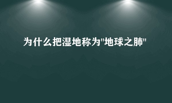 为什么把湿地称为