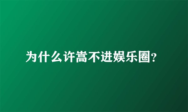 为什么许嵩不进娱乐圈？