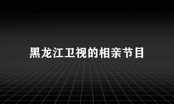 黑龙江卫视的相亲节目