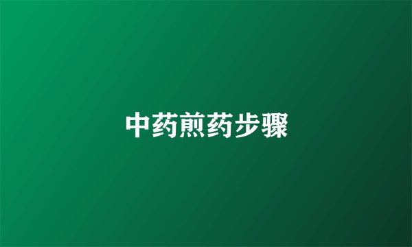 中药煎药步骤