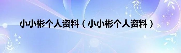 小小彬个人资料（小小彬个人资料）
