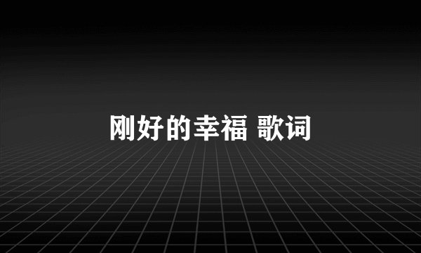 刚好的幸福 歌词