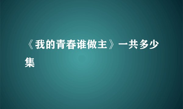 《我的青春谁做主》一共多少集