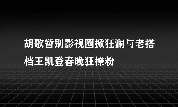 胡歌暂别影视圈掀狂澜与老搭档王凯登春晚狂撩粉