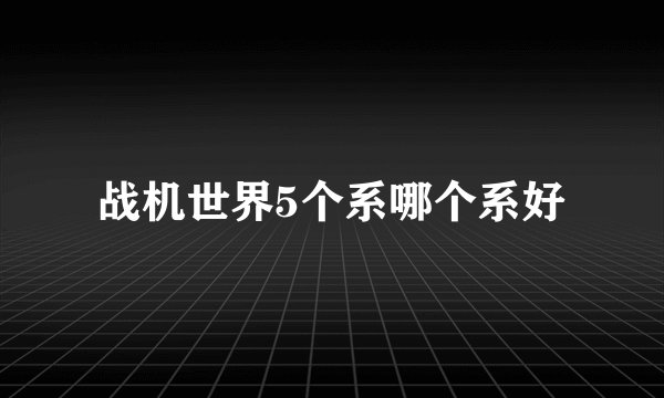 战机世界5个系哪个系好