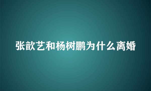 张歆艺和杨树鹏为什么离婚