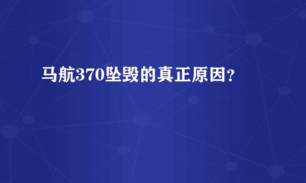 马航370坠毁的真正原因？