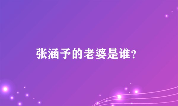 张涵予的老婆是谁？