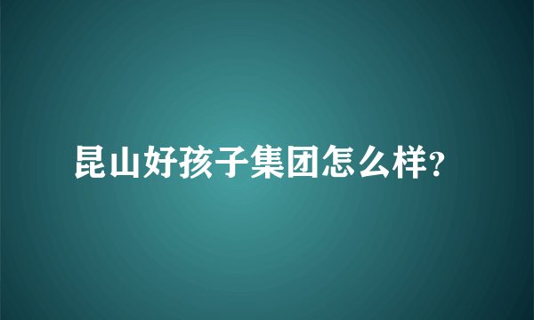 昆山好孩子集团怎么样？