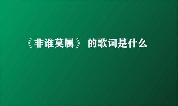 《非谁莫属》 的歌词是什么