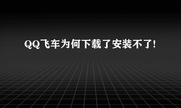 QQ飞车为何下载了安装不了!